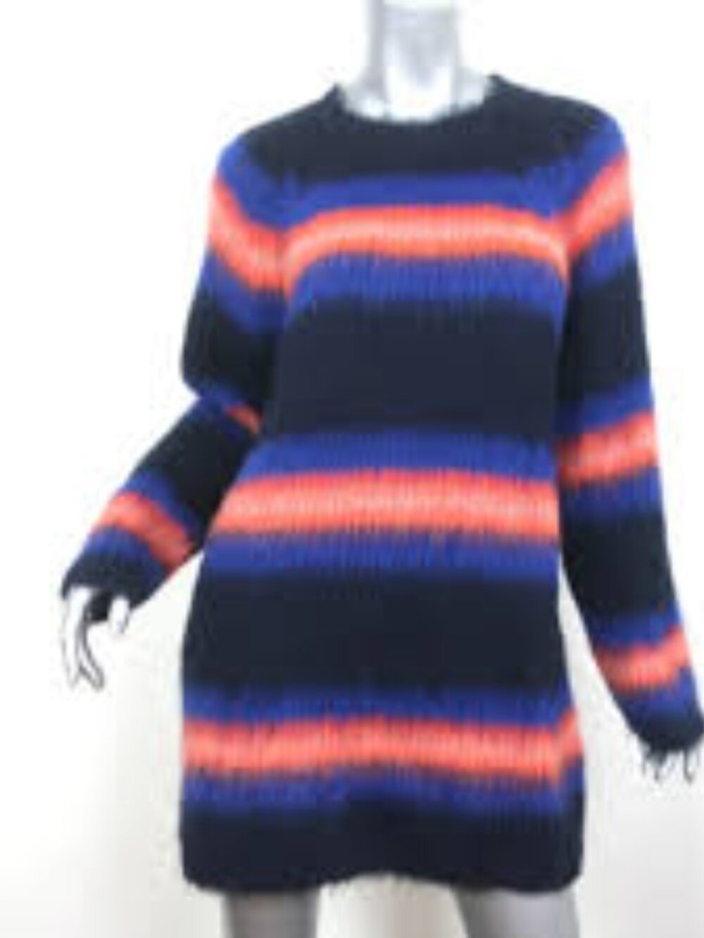 Kenzo Fuzzy Black Sweater with Blue & Orange Stripes XL